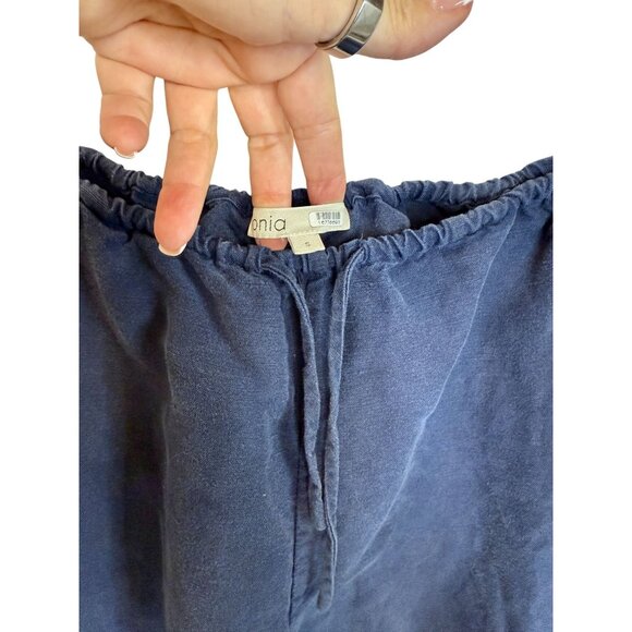 Onia Air Linen Navy Blue Wide Leg Drawstring Trousers - Size S - Picture 5 of 6